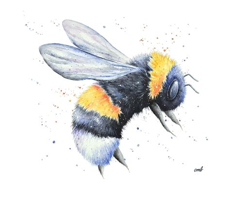 Bee Watercolor Print Bee Watercolor Bumblebee Painting Bee Print