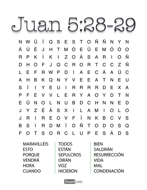 Juan 5 28 29 Sopa De Letras Sopa De Letras Lecturas De La Biblia