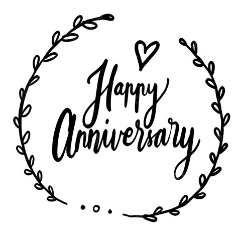 Happy Anniversary Text Handwriting Lettering With Wreath Transparent