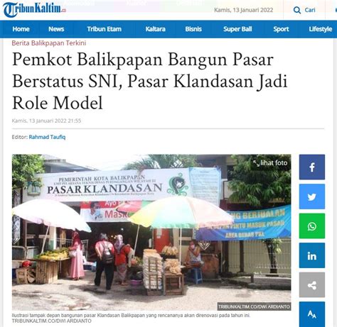 Pemkot Balikpapan Bangun Pasar Berstatus SNI Pasar Klandasan Jadi Role