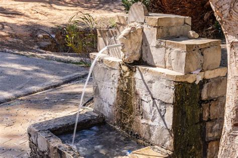 Water Flowing From A Fountain At The Ruins Of The Roman Water Temple In