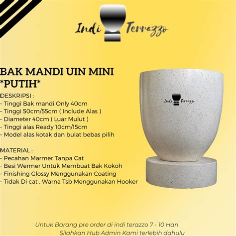 Jual Bak Indi Terrazzo Bak Air Kamar Mandi Tipe Mini 50X40 Bak Mandi