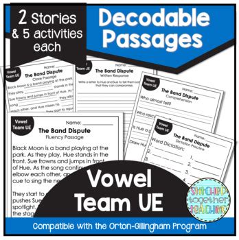 Decodable Reading Passages Vowel Team Ue Orton Gillingham Tpt