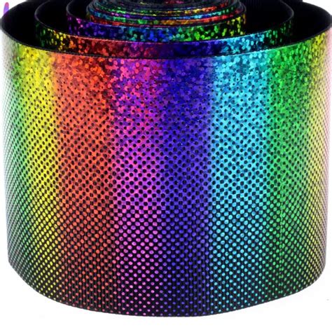 Mm Rainbow Hologram Colorful Stripes Grosgrain Ribbon Black Solid