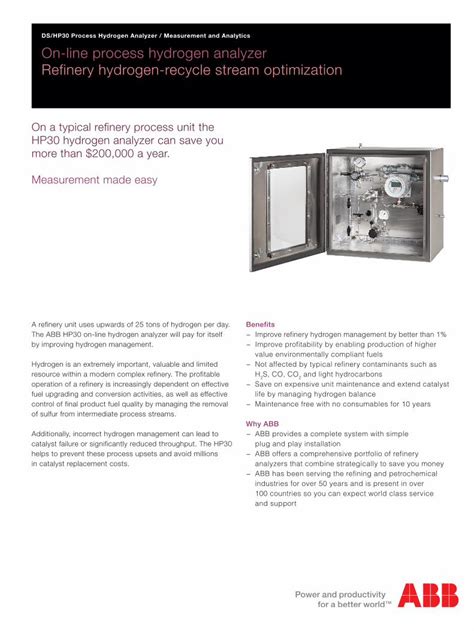 Pdf Ds Hp Process Hydrogen Analyzer Measurement Process