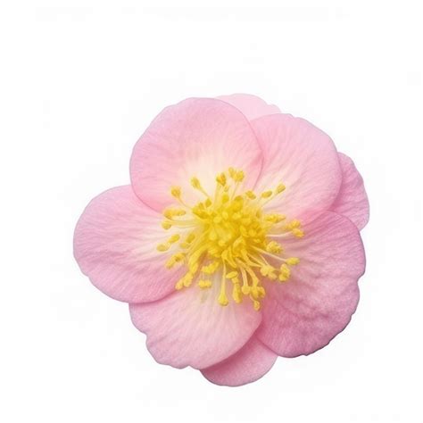 Premium Photo A Pink Flower With Yellow Stamens On It