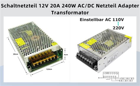 A15CS KFZ Netzadapter Spannungswandler AC 240V Auf DC 12V 20A 240W