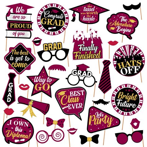 Buy Katchon Maroon Graduation Photo Booth Props 2023 Pack Of 30