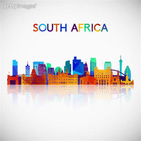 South Africa Skyline Silhouette In Colorful Geometric Style Symbol For