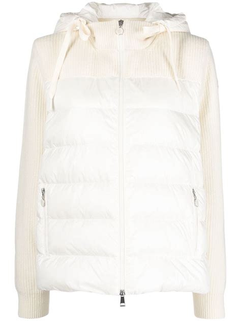 Moncler Quilted Panel Hooded Cardigan Neutrals Farfetch