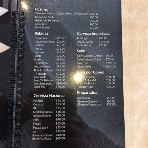 Menu At Señor Sushi Restaurant Tijuana