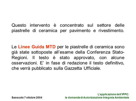 Sassuolo 7 Ottobre 2004 Lapplicazione DellIPPC La Domanda Di