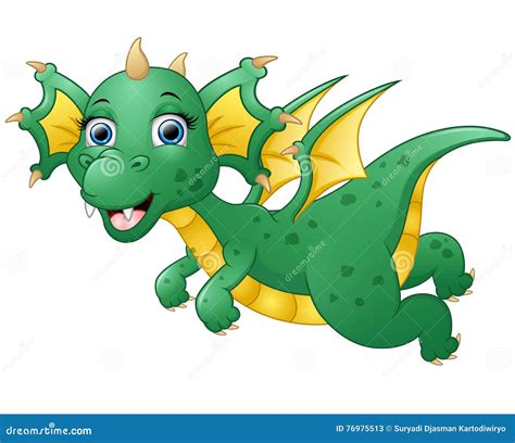 Cute Baby Dragon Cartoon Flying Royalty-Free Stock Photography ...