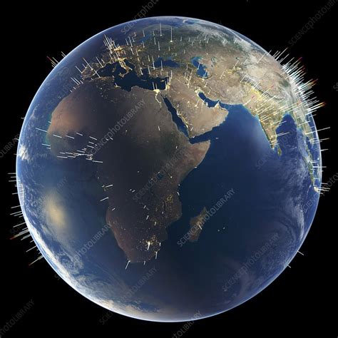 World cities, global map - Stock Image - C026/3773 - Science Photo Library