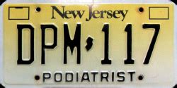 New Jersey Podiatrist License Plates