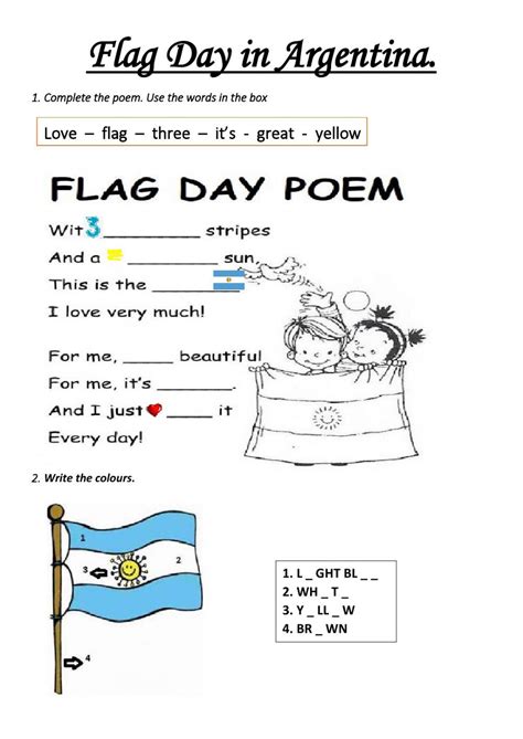 Flag Day in Argentina - Interactive worksheet | Educational worksheets ...