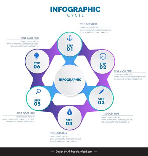 Infographic Cycle Template Modern Flat Symmetric Circle Layout Vectors