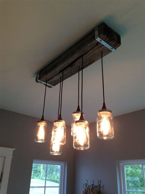 Mason Jar And Reclaimed Wood Light Fixture My Creations Pinterest