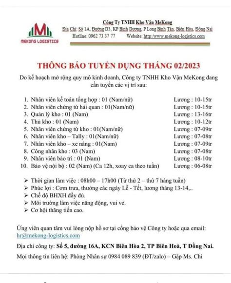 C Ng Ty Tnhh Kho V N Mekong Tuy N D Ng Khoa Logistics Th Ng M I