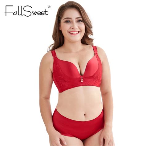 Fallsweet Seamless Lingerie Set Collection Sexy Lace Bras Plus Size And Panties Wire Free