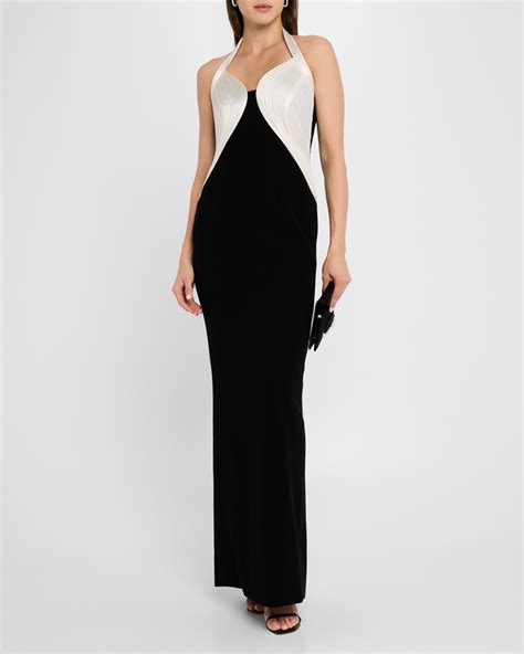 Gaurav Gupta Monochromatic Armor Sculpted Halter Gown Neiman Marcus