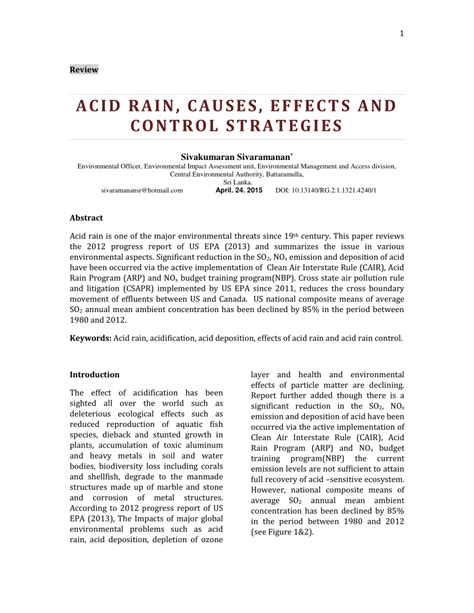 Acid Rain Effects On Humans Lungs