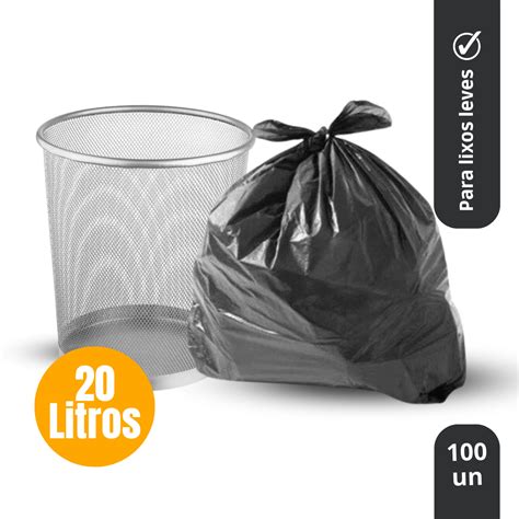 Saco Lixo 20 Litros Preto 100 Unidades