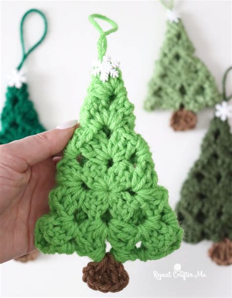 Crochet Granny Square Evergreen Trees Repeat Crafter Me