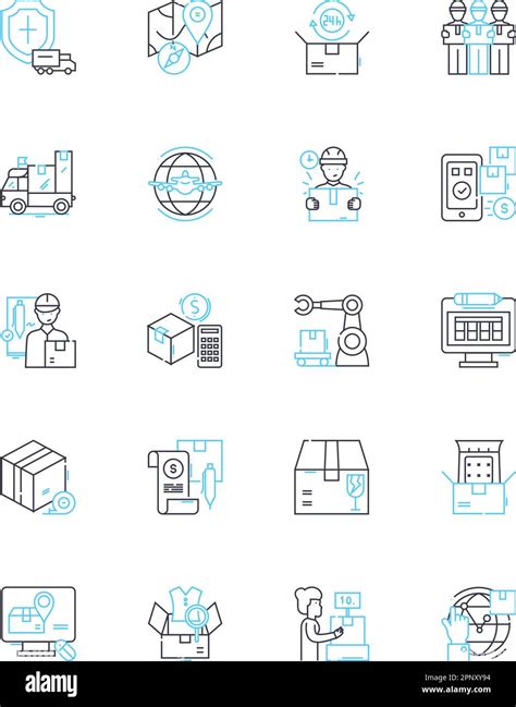 Conjunto De Iconos Lineales De Servicios De Env O Log Stica Carga