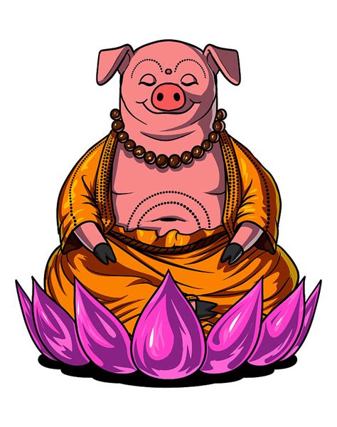 Pig Buddha Meditation Digital Art By Nikolay Todorov