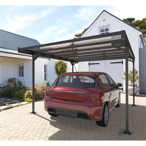 Carport 1 voiture en alu 15m² anthracite toit polycarbonate par TRIGANO