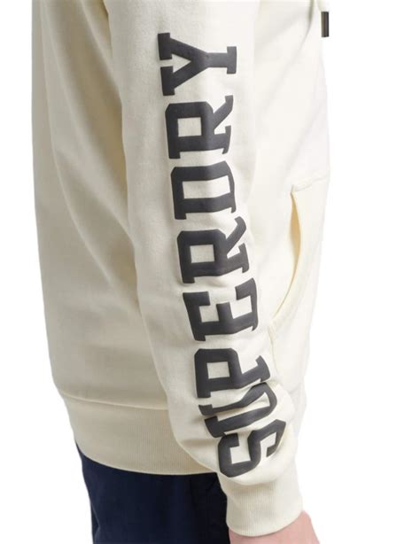 Sudadera Superdry Gym Blanco Roto Letras Capucha Para Ho