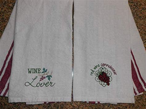 Embroidered Wine Themed Kitchen Towels Tea Towels T