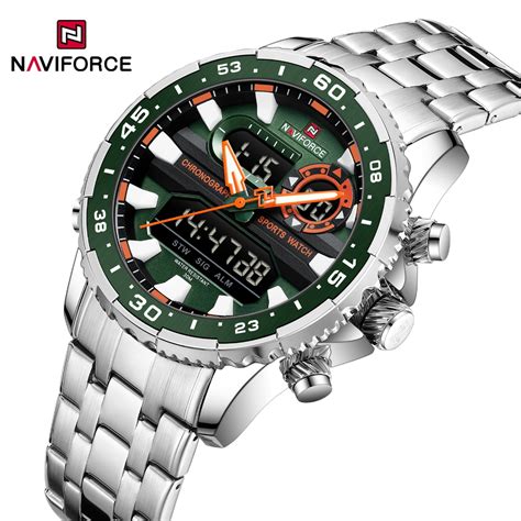 Naviforce Rel Gio Masculino Esportivo De Luxo Militar Lcd