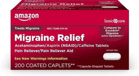 Amazon Amazon Basic Care Migraine Relief Acetaminophen Aspirin