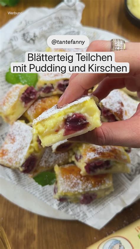 Bl Tterteig Teilchen Mit Pudding Und Kirschen Schnell Und Einfach