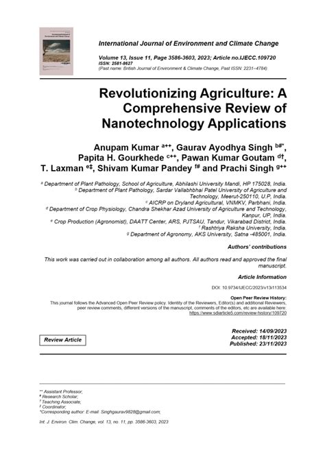 Pdf Revolutionizing Agriculture A Comprehensive Review Of