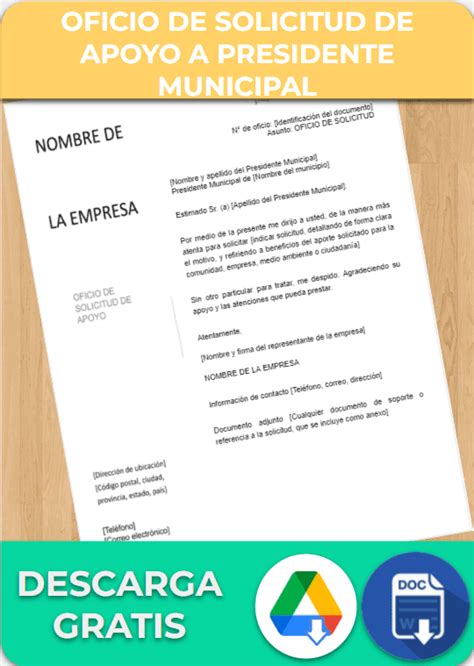 Oficio De Solicitud De Apoyo A Presidente Municipal Ejemplos Y