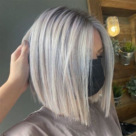 22 coupes au carré avec balayage ombre blond polaire Silver blonde