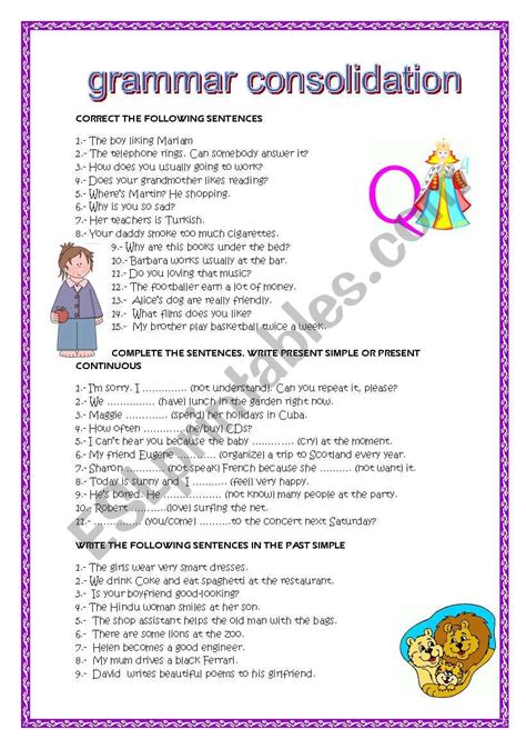 Grammar Consolidation 1 Esl Worksheet By Mariaah