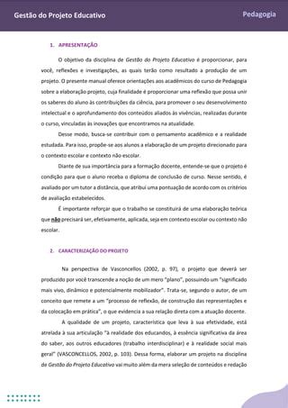 GESTÃO DO PROJETO EDUCATIVO Manual de Elaboração Pedagogia pdf