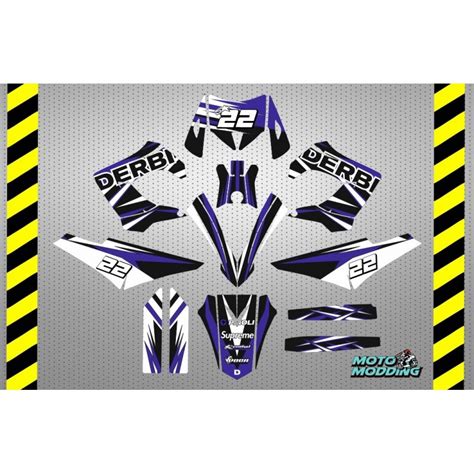 Kit Adhesivos Derbi Senda Xtreme De A Rayas Azules Y Negras