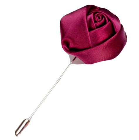 Burgundy Maroon Red Rose Lapel Flower Prom Wedding Groom Tie Pin