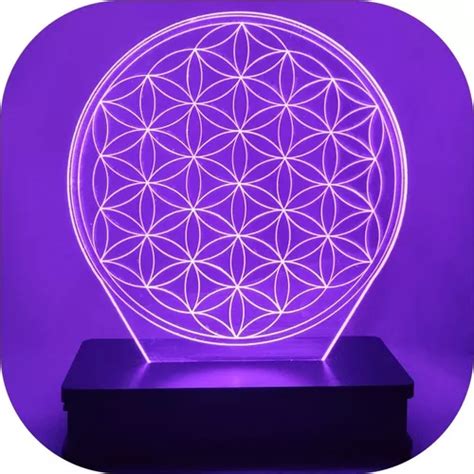 Lampara Led 3d Geometría Sagrada Flor De La Vida Holograma