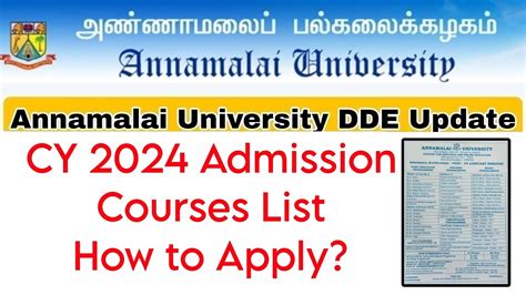 Annamalai University Dde Cy Admission Admission Procedure Youtube