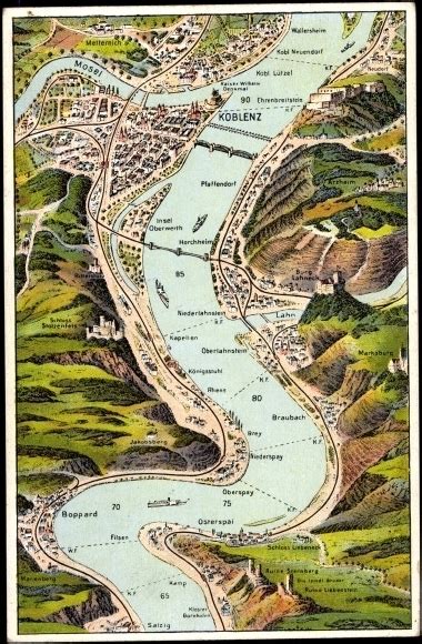 Landkarten Ansichtskarte Postkarte Koblenz Mosel Rhein Akpool De