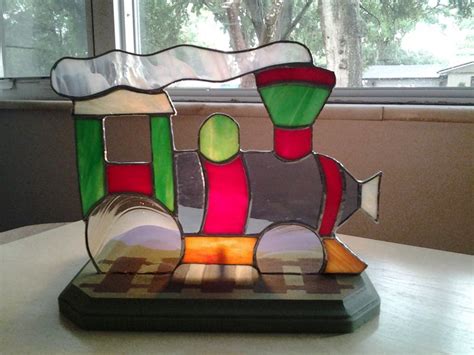 Stained Glass Train Lamp With Images Stained Glass Stained Glass Mosaic Mosaic Glass