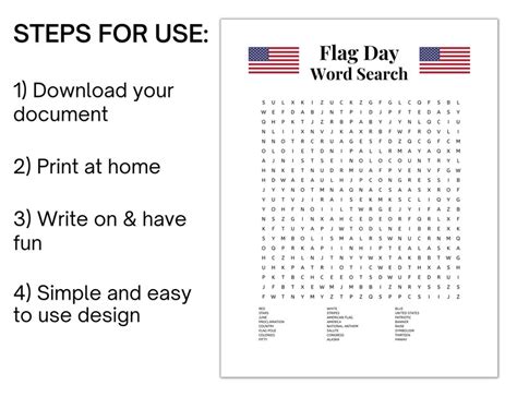 Flag Day Word Search Flag Day Printable Flag Day Activities Word