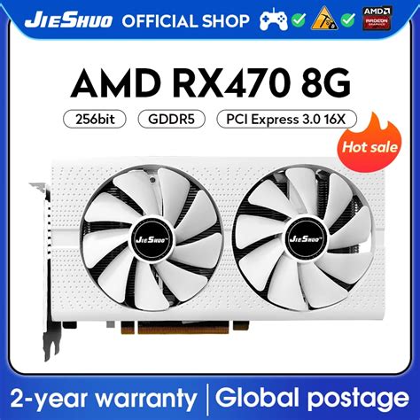 JIESHUO AMD RX 470 8GB 1792SP Video Graphics Card GDDR5 GPU 256BIT 14nm