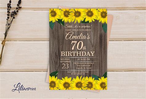 70th Birthday Invitation Floral Women Birthday Invitation Etsy